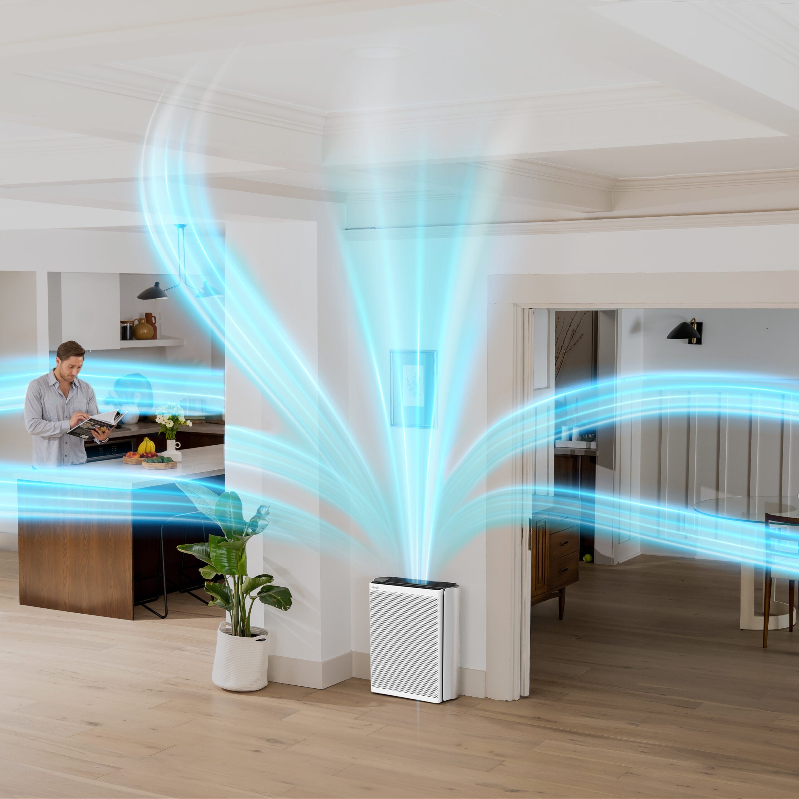 Purificator de aer Smart Levoit EverestAir Wi-Fi, Filtru True HEPA, Carbon Activ, Acoperire până la 100 m², Flux de Aer Multidirecțional, Mod Auto, Compatibil Alexa & Google Home, Touch Screen, Gri - OVIX - Găsești soluții de încălzire, răcire și ventilare, toate integrate și controlabile dintr-o singură platformă.