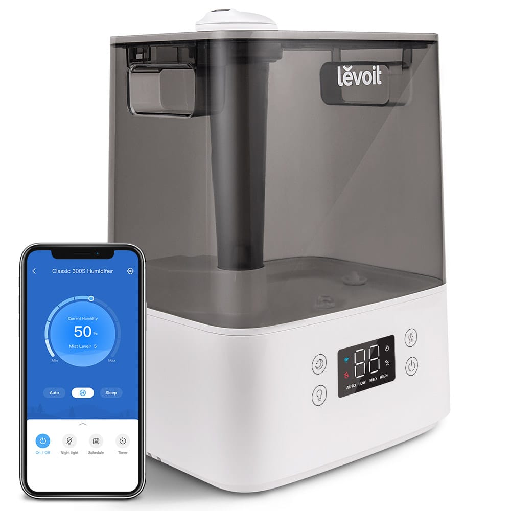Umidificator de aer LEVOIT Classic 300S, Rezervor 6L, Super Silentios, Aplicatie Smart, Senzor Umiditate, Functie AUTO, Aromaterapie, Autonomie 60 ore, Gray - OVIX - Găsești soluții de încălzire, răcire și ventilare, toate integrate și controlabile dintr-o singură platformă.