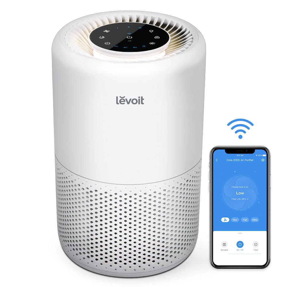 Purificator de Aer Smart Levoit Core 200S Wi-Fi, Filtru 3 in 1 True HEPA, Carbon Activ, Remote Control, Super Silent, Alexa, Google Home, Touch Screen, Alb - OVIX - Găsești soluții de încălzire, răcire și ventilare, toate integrate și controlabile dintr-o singură platformă.
