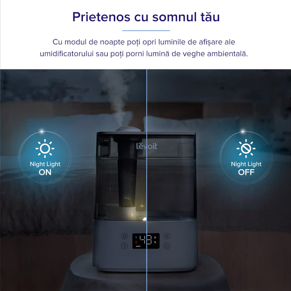 Umidificator de aer LEVOIT Classic 300S, Rezervor 6L, Super Silentios, Aplicatie Smart, Senzor Umiditate, Functie AUTO, Aromaterapie, Autonomie 60 ore, Gray - OVIX - Găsești soluții de încălzire, răcire și ventilare, toate integrate și controlabile dintr-o singură platformă.