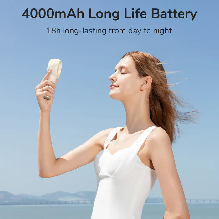 Ventilator portabil de mână JISULIFE, Life5 Plus, autonomie 3-15h, baterie 4000mAh, 5 viteze, încărcare rapidă, Verde mentă - OVIX - Găsești soluții de încălzire, răcire și ventilare, toate integrate și controlabile dintr-o singură platformă.