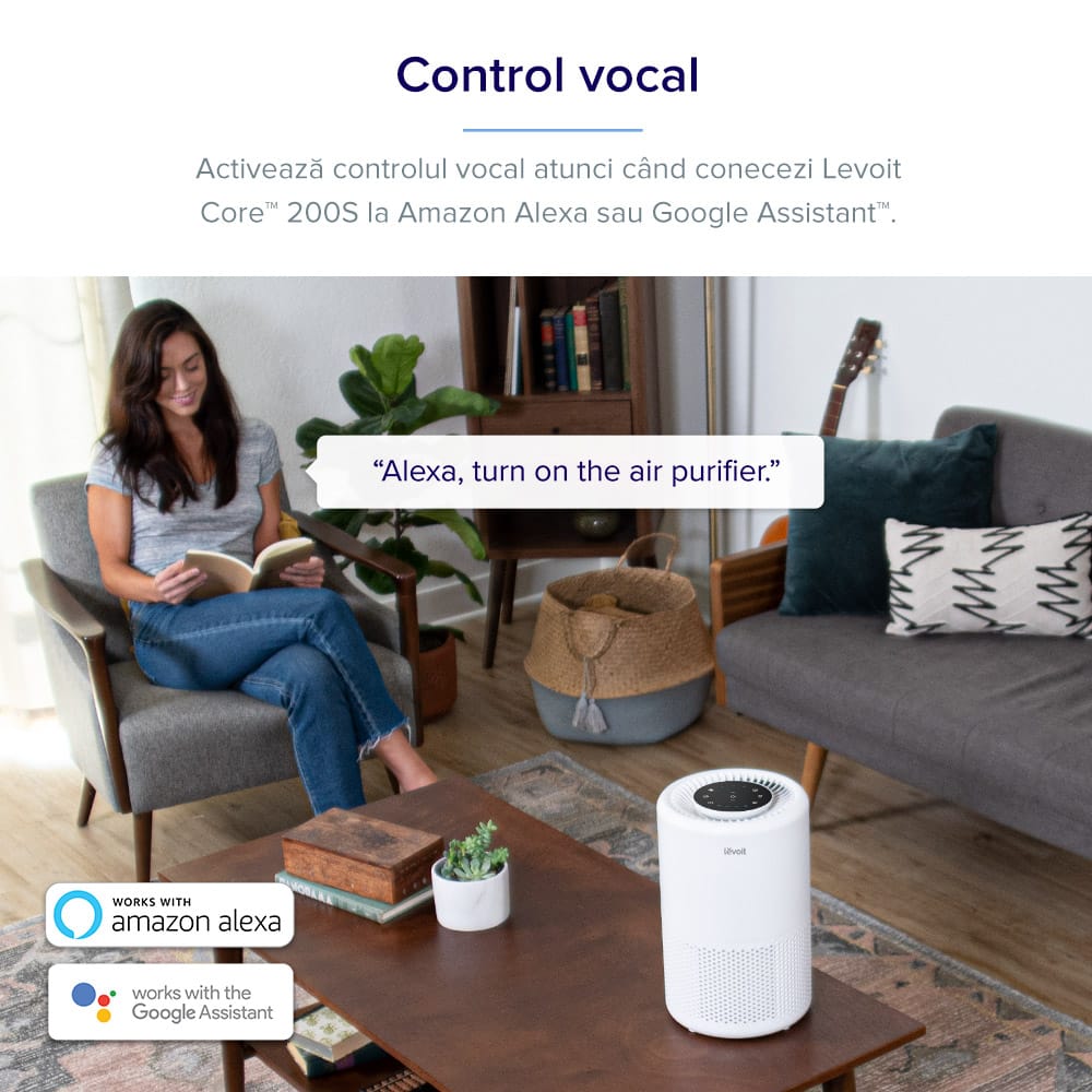 Purificator de Aer Smart Levoit Core 200S Wi-Fi, Filtru 3 in 1 True HEPA, Carbon Activ, Remote Control, Super Silent, Alexa, Google Home, Touch Screen, Alb - OVIX - Găsești soluții de încălzire, răcire și ventilare, toate integrate și controlabile dintr-o singură platformă.