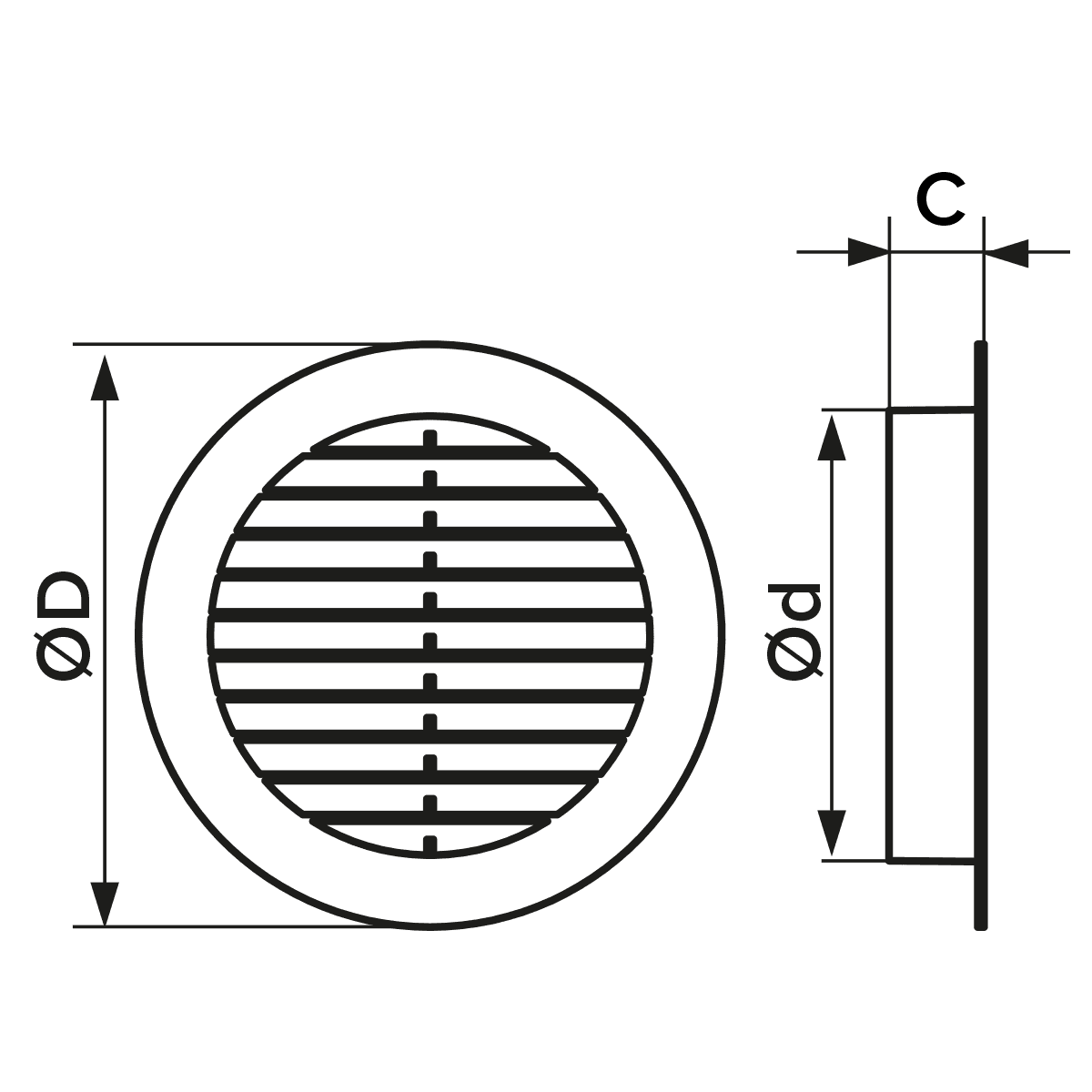 Grila ventilatie rotunda Ø100mm, exterior Ø130mm, ASA plastic Brown - OVIX - Găsești soluții de încălzire, răcire și ventilare, toate integrate și controlabile dintr-o singură platformă.