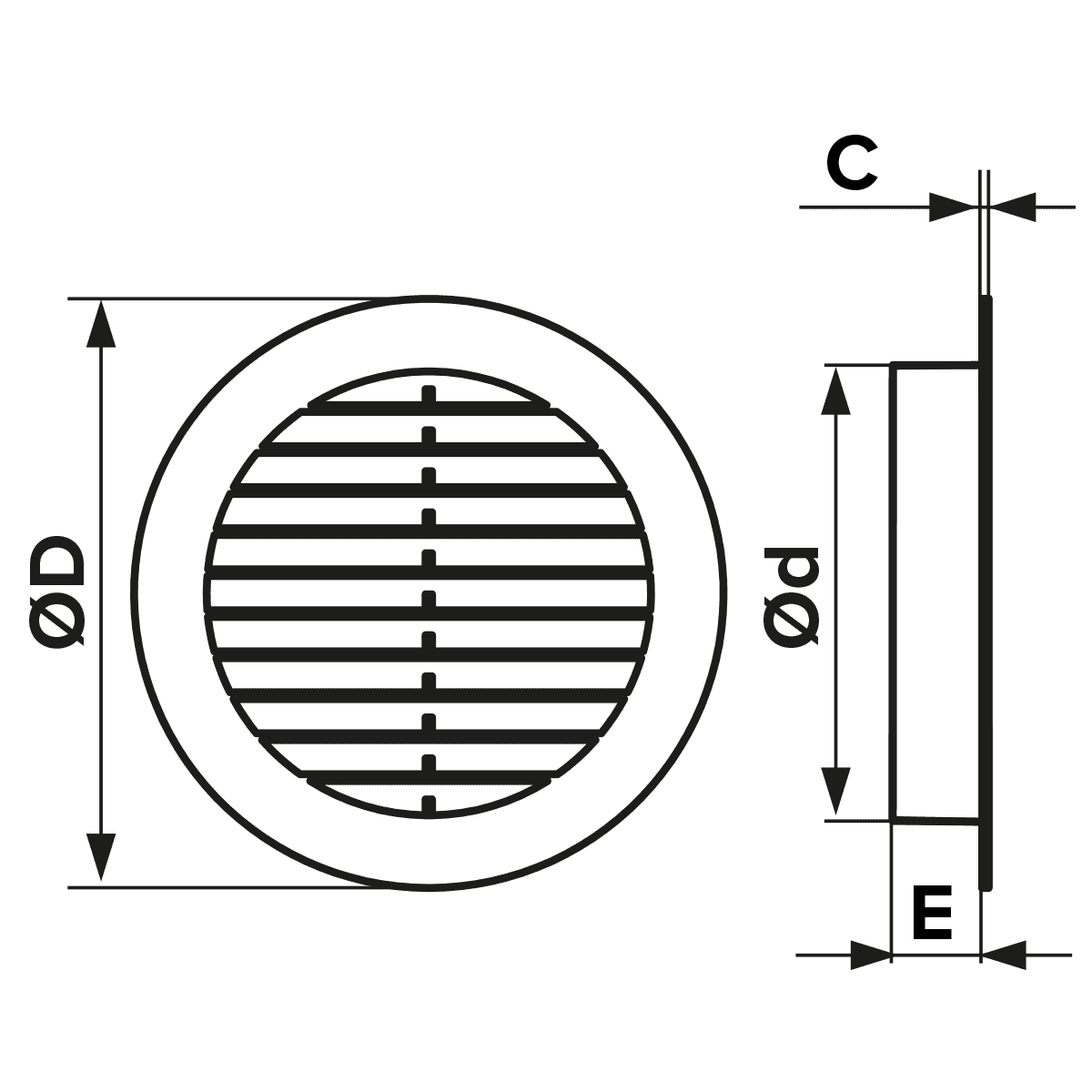 Grila ventilatie rotunda Ø100mm, exterior Ø130mm, plastic Alb - OVIX - Găsești soluții de încălzire, răcire și ventilare, toate integrate și controlabile dintr-o singură platformă.