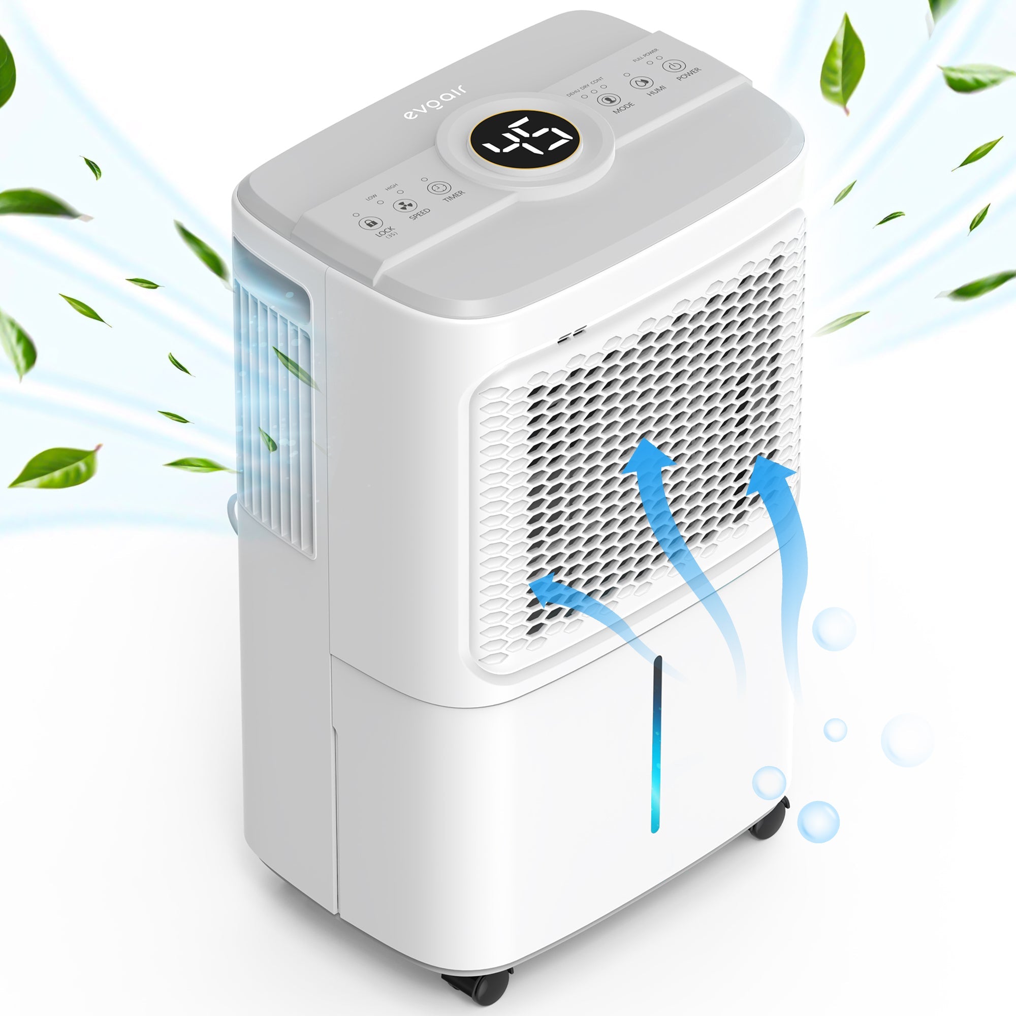 Dezumidificator Evoair Dryora 12, 12l/24h, Senzor de Umiditate, Dezumidifcare Continua, Uscare Rufe, Lumina Ambientala, Rezervor 1.6l, Alb - OVIX - Găsești soluții de încălzire, răcire și ventilare, toate integrate și controlabile dintr-o singură platformă.