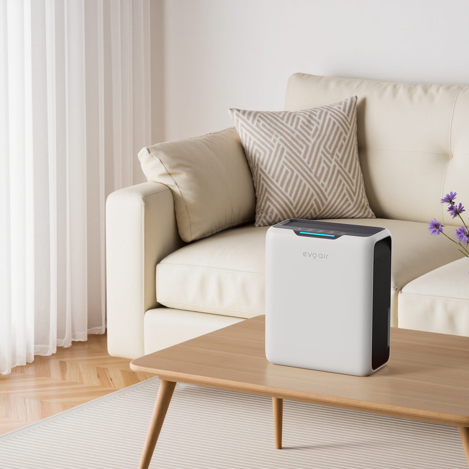 Resigilat! Dezumidificator aer Evoair HUMIXDUO, 500ml/24h, 3 Moduri funcționare, Silențios, Lumină Ambientală, Rezerva cu Silicagel, Timer 48h, Rezervor 2.5l, Alb