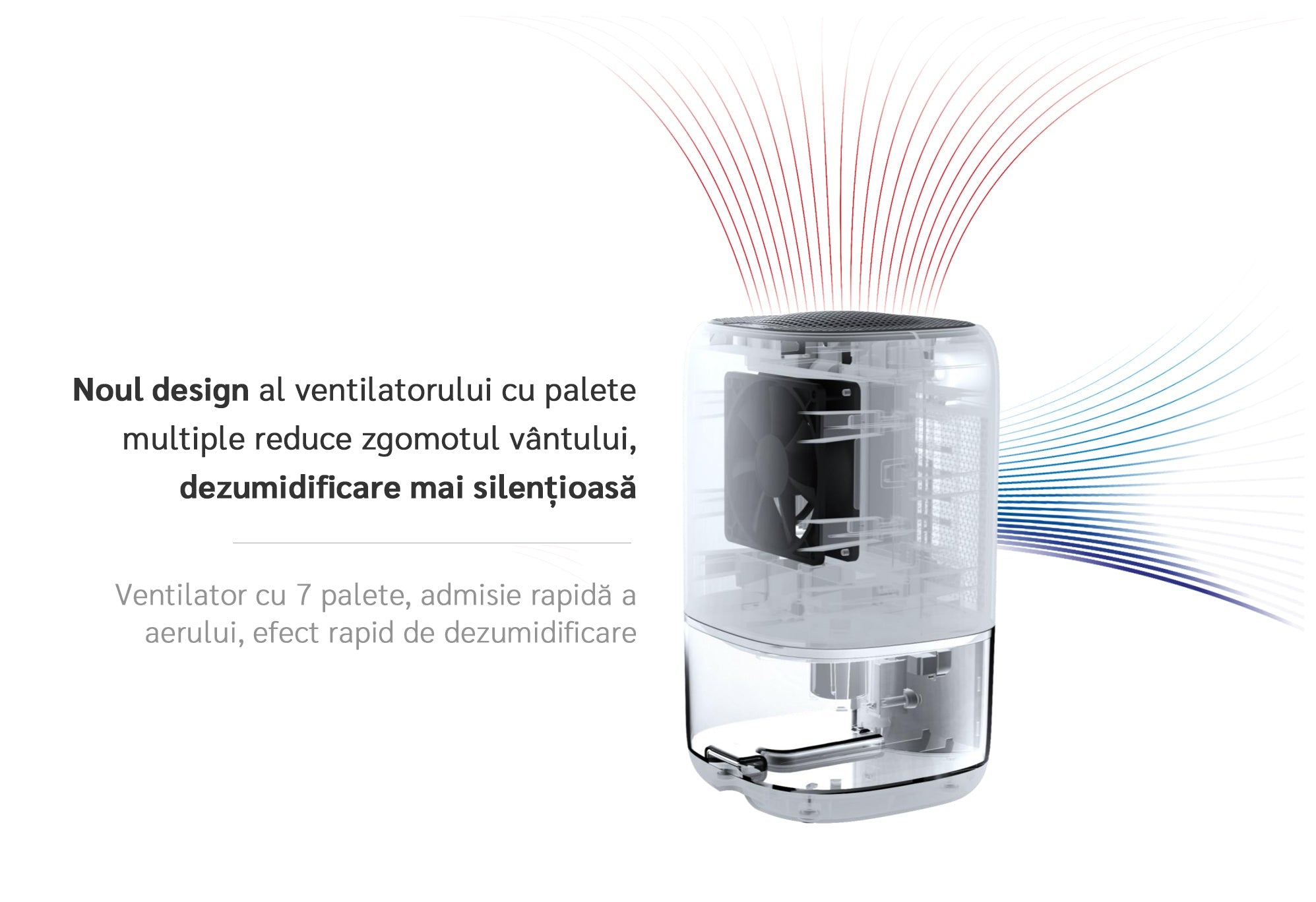 Dezumidificator aer Evoair HUMIX300, 300ml/24h, Silentios, Lumina Ambientală în 7 culori, Rezervor 1l, Alb - OVIX - Găsești soluții de încălzire, răcire și ventilare, toate integrate și controlabile dintr-o singură platformă.