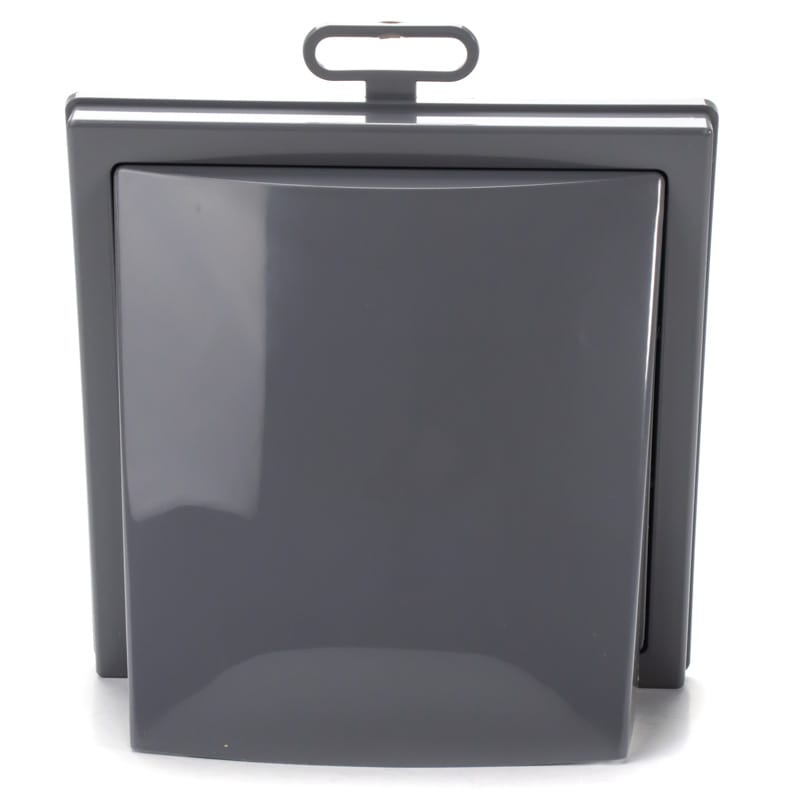 Grila ventilatie Ø125 patrata 150x150 cu flansa si clapeta antiretur, Grey - OVIX - Găsești soluții de încălzire, răcire și ventilare, toate integrate și controlabile dintr-o singură platformă.