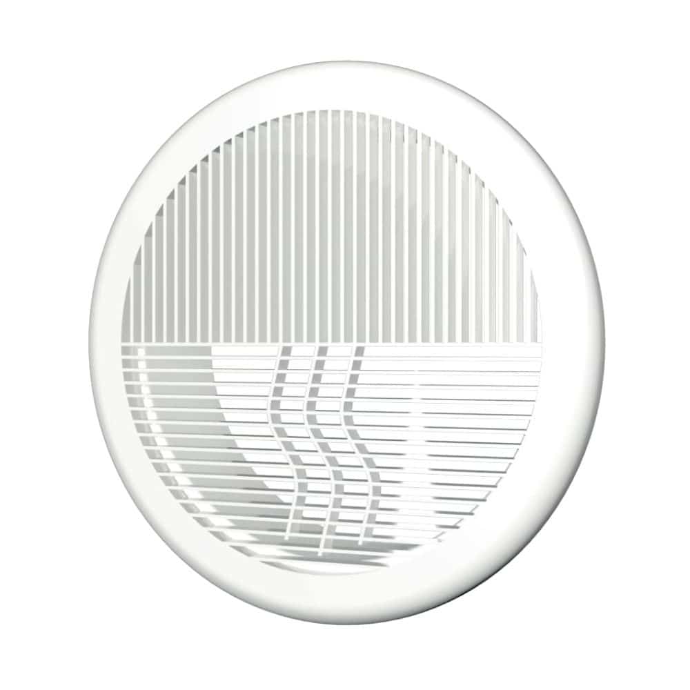 Grila ventilatie rotunda design Ø100mm, exterior Ø143mm, plastic Alb - OVIX - Găsești soluții de încălzire, răcire și ventilare, toate integrate și controlabile dintr-o singură platformă.