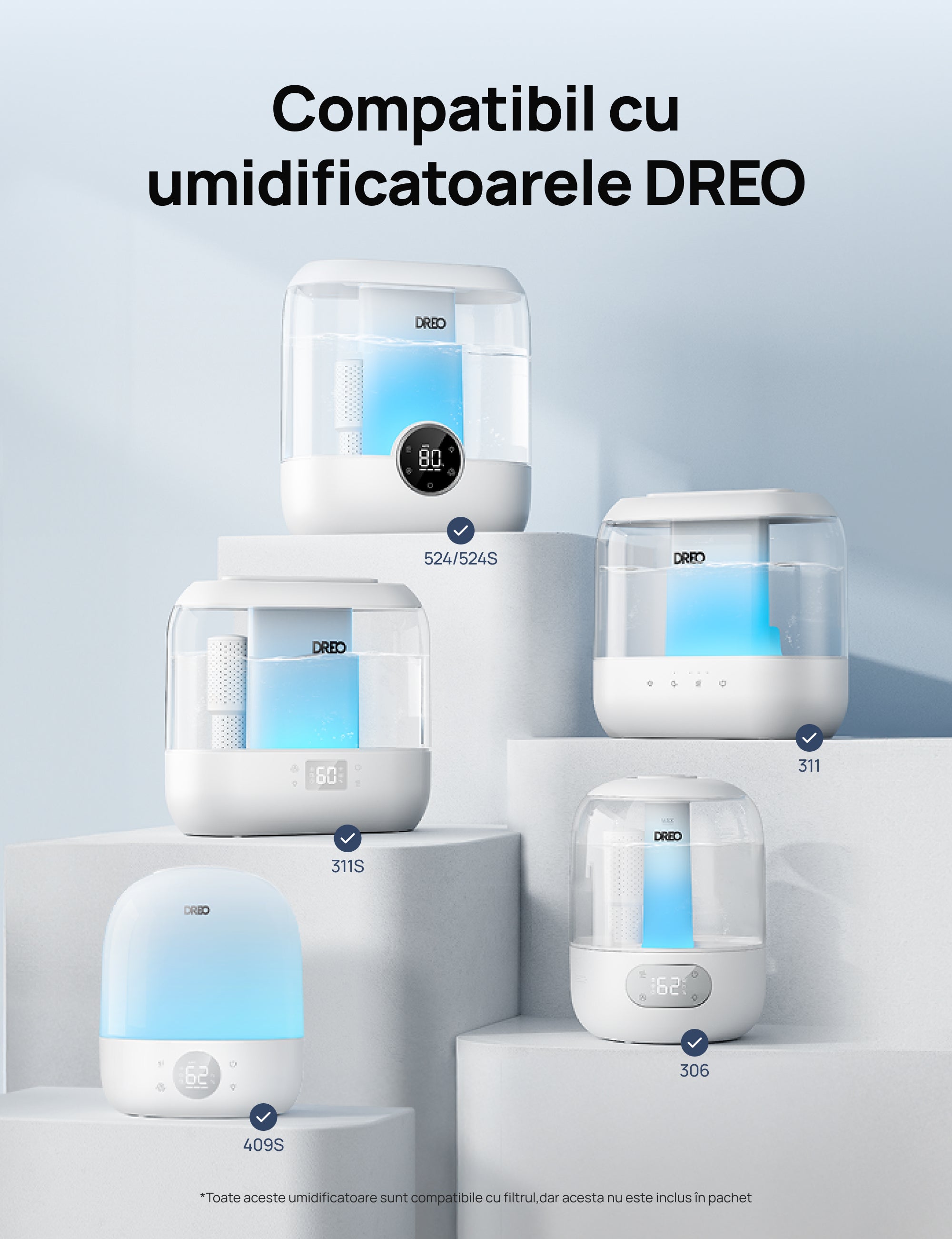 Filtru HPA020 pentru umidificatorul Dreo 420S Smart HHM010S (Set 3 buc) - OVIX - Găsești soluții de încălzire, răcire și ventilare, toate integrate și controlabile dintr-o singură platformă.