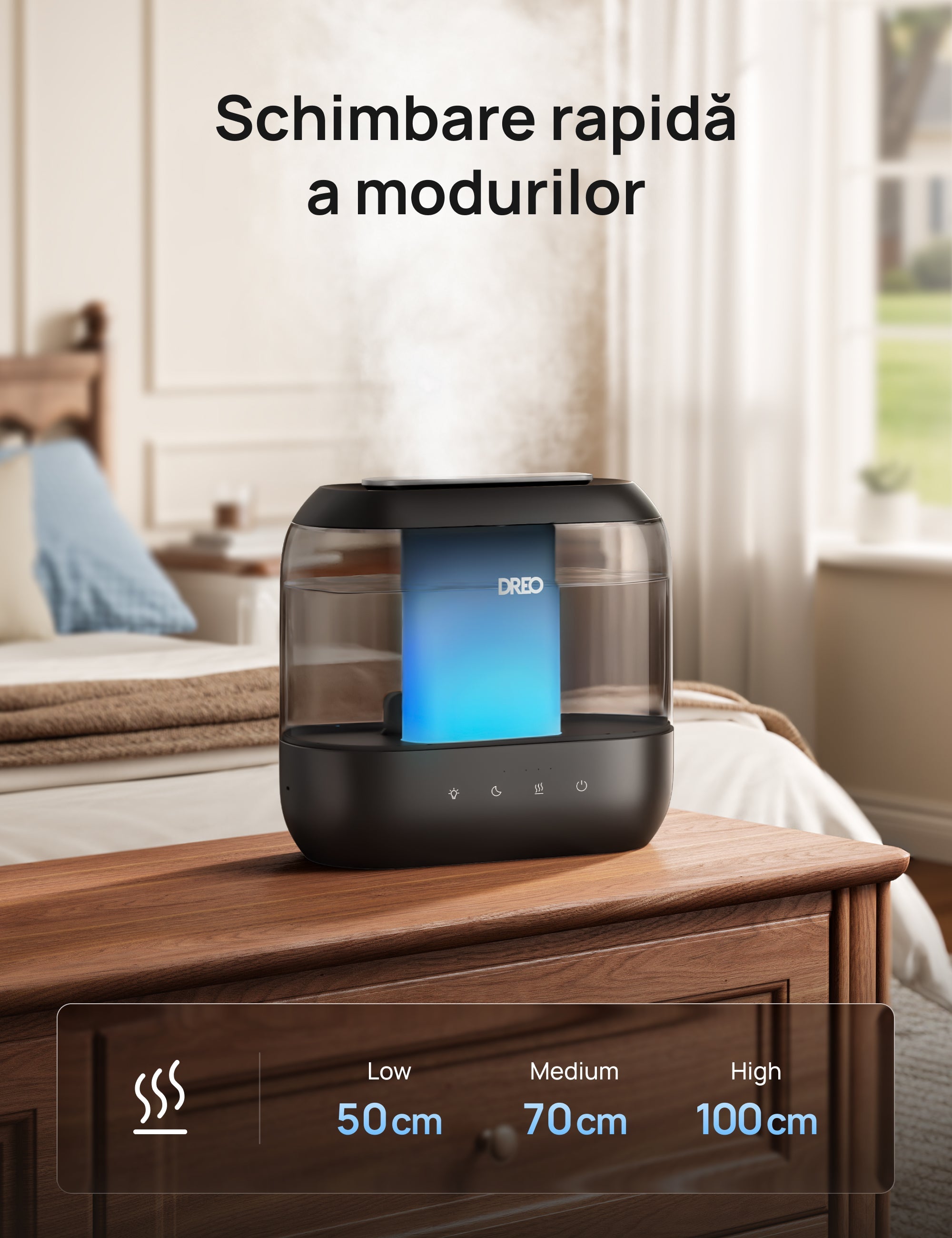 Umidificator Dreo 311S Smart, Wifi, Rezervor 4L,Capacitate de umidificare 250 ml/h, Ceata Rece, Autonomie 36 ore, Aromaterapie, Negru - OVIX - Găsești soluții de încălzire, răcire și ventilare, toate integrate și controlabile dintr-o singură platformă.
