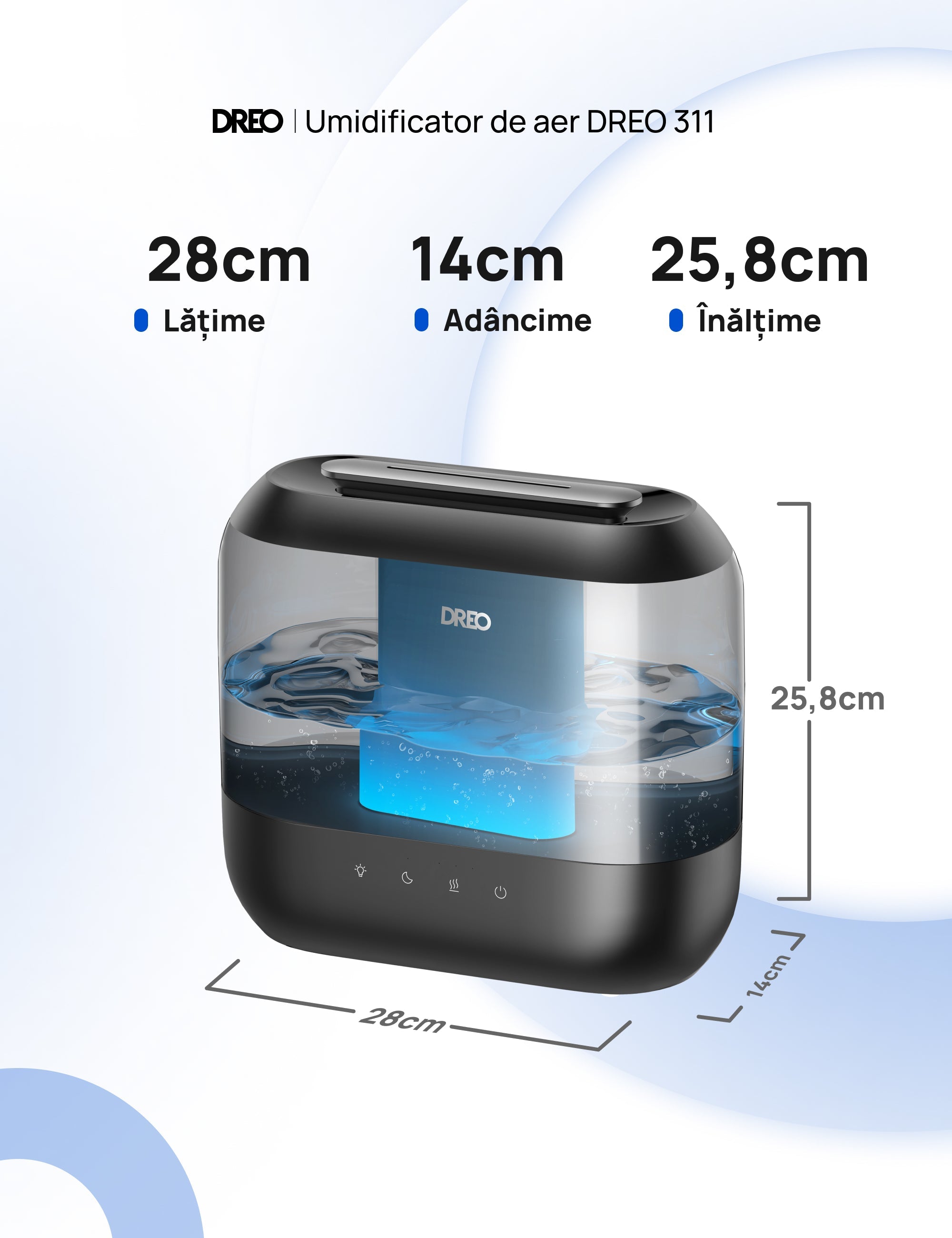 Umidificator Dreo 311S Smart, Wifi, Rezervor 4L,Capacitate de umidificare 250 ml/h, Ceata Rece, Autonomie 36 ore, Aromaterapie, Negru - OVIX - Găsești soluții de încălzire, răcire și ventilare, toate integrate și controlabile dintr-o singură platformă.