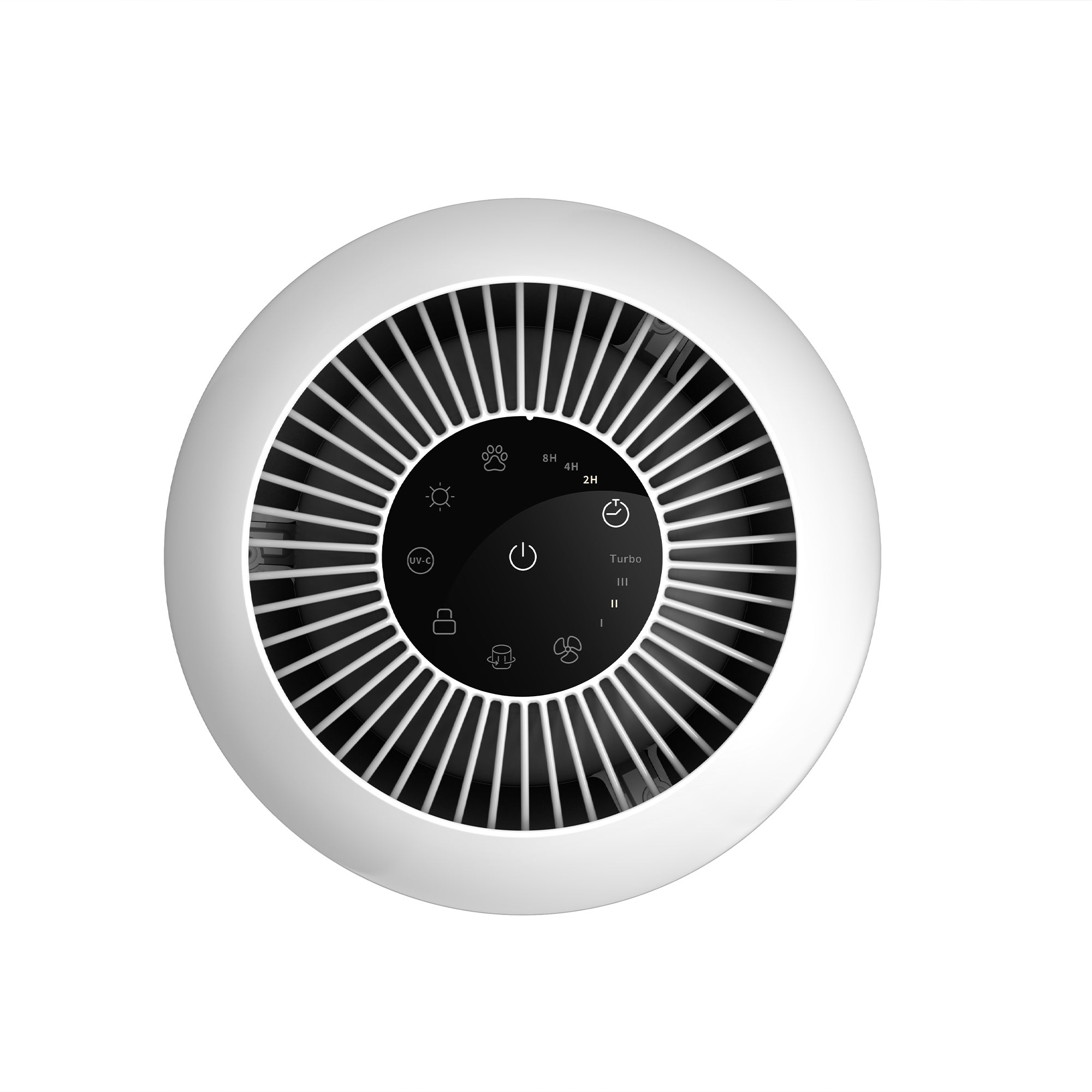 Purificator de aer Evoair, Yuvo, Lampă UV-C, Filtru 3in1, True Hepa, Carbon Activ, Pre-filtru, 4 viteze, Funcție Polen/Animale, Mod Noapte, Blocare Ecran, Lumină Ambientală, Alb - OVIX - Găsești soluții de încălzire, răcire și ventilare, toate integrate și controlabile dintr-o singură platformă.