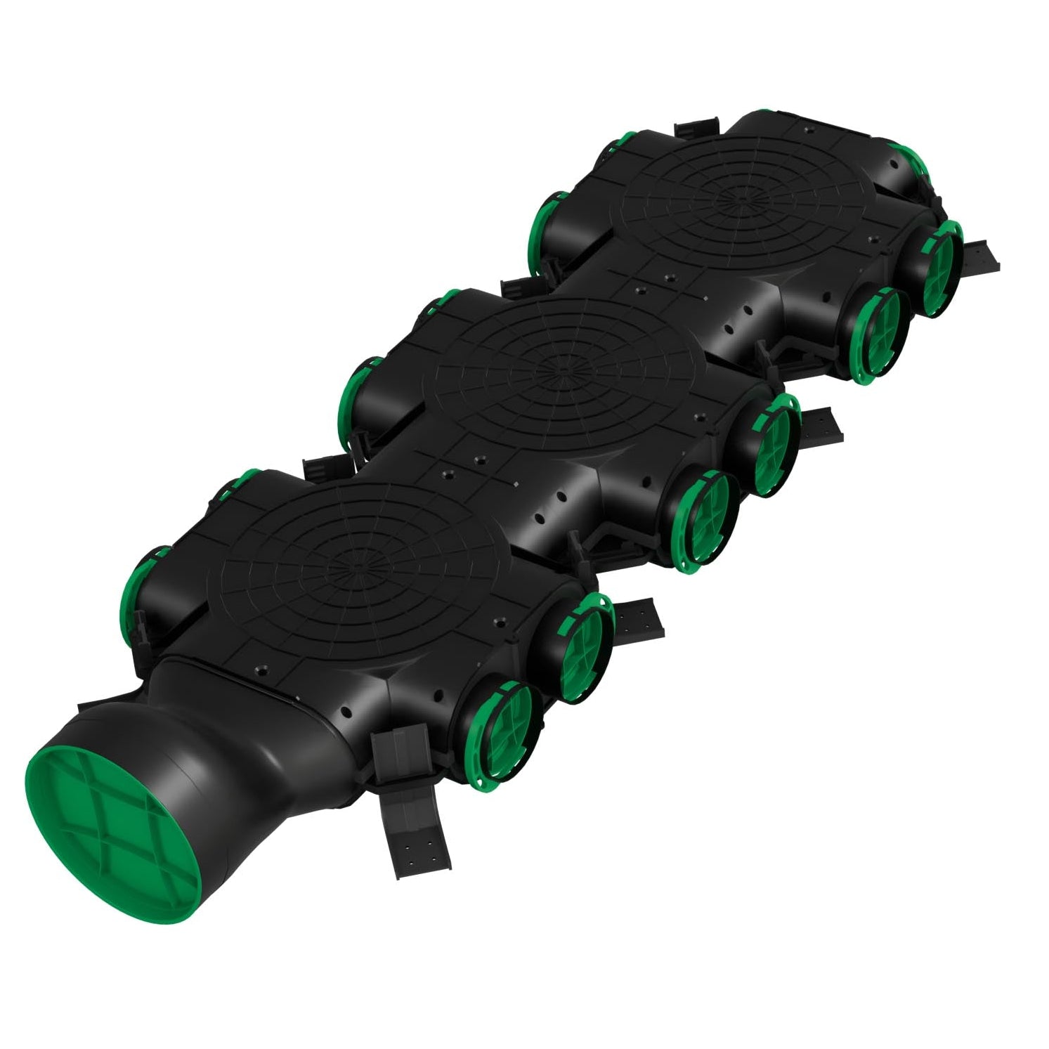 Cutie de distributie cu racord lateral Ø160 / 14xØ75 Awenta, Negru - OVIX - Găsești soluții de încălzire, răcire și ventilare, toate integrate și controlabile dintr-o singură platformă.