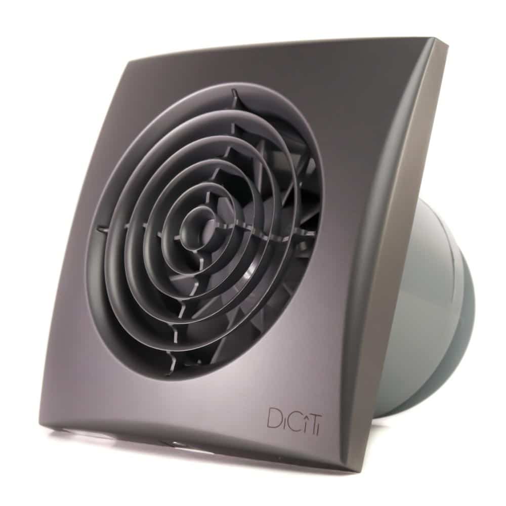 Ventilator baie AURA 4C Silent, Clapeta antiretur, Garantie 2 ani, Motor Long Life 40000h, Debit 90mc/h, Ø100mm, Dark Gray Metal - OVIX - Găsești soluții de încălzire, răcire și ventilare, toate integrate și controlabile dintr-o singură platformă.