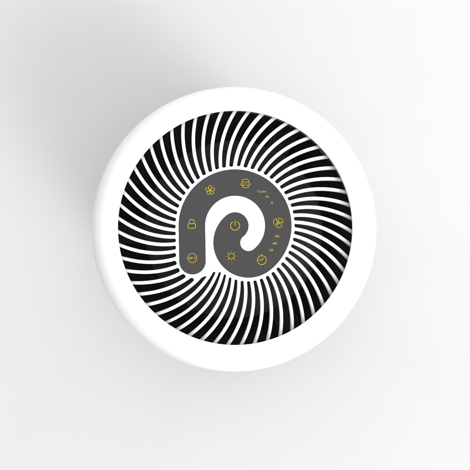 Purificator de aer Evoair, YuvoSpin, Lampă UV-C, Filtru 3in1, True Hepa, Carbon Activ, Pre-filtru, 4 viteze, Funcție Polen/Animale, Mod Noapte, Blocare Ecran, Lumină Ambientală, Alb - OVIX - Găsești soluții de încălzire, răcire și ventilare, toate integrate și controlabile dintr-o singură platformă.