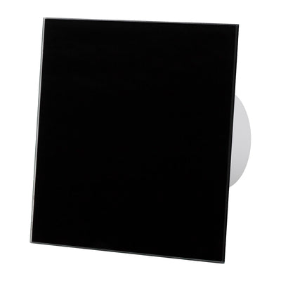Ventilator baie dRim Ø100 S, Super Silent, Debit 93 m3/h, Panou sticla schimbabil, clapeta antiretur, Garantie 2 ani, Black Negru - OVIX - Găsești soluții de încălzire, răcire și ventilare, toate integrate și controlabile dintr-o singură platformă.