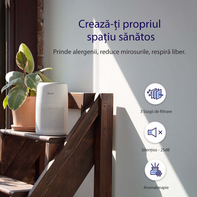 Purificator de aer Levoit Core Mini, Filtru 3 in 1 True HEPA, Panou Comanda Touch Screen, Alb - OVIX - Găsești soluții de încălzire, răcire și ventilare, toate integrate și controlabile dintr-o singură platformă.