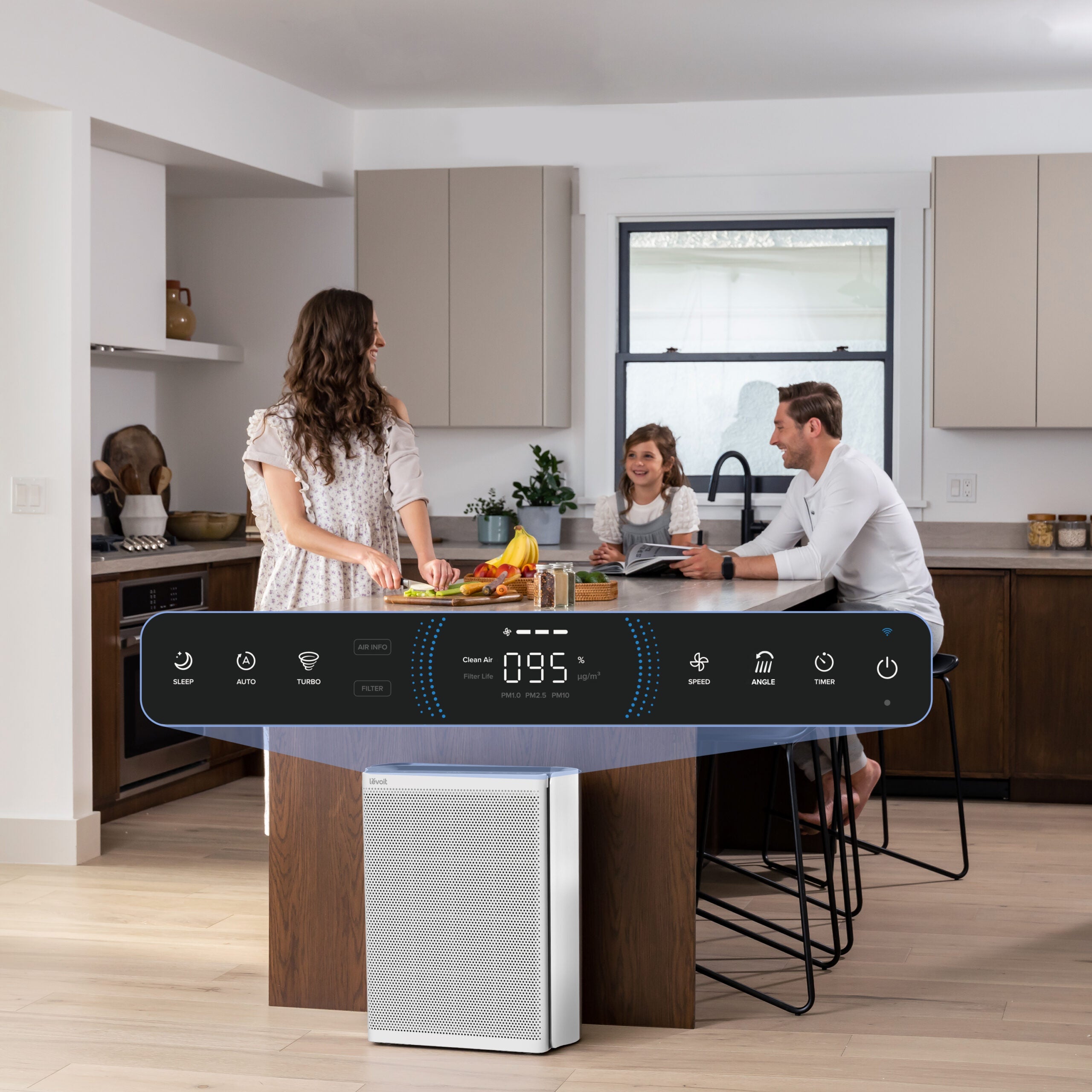 Purificator de aer Smart Levoit EverestAir Wi-Fi, Filtru True HEPA, Carbon Activ, Acoperire până la 100 m², Flux de Aer Multidirecțional, Mod Auto, Compatibil Alexa & Google Home, Touch Screen, Gri - OVIX - Găsești soluții de încălzire, răcire și ventilare, toate integrate și controlabile dintr-o singură platformă.