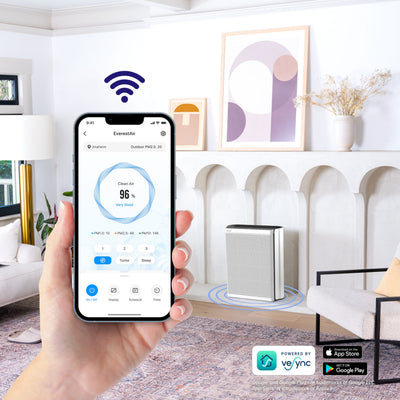 Purificator de aer Smart Levoit EverestAir Wi-Fi, Filtru True HEPA, Carbon Activ, Acoperire până la 100 m², Flux de Aer Multidirecțional, Mod Auto, Compatibil Alexa & Google Home, Touch Screen, Gri - OVIX - Găsești soluții de încălzire, răcire și ventilare, toate integrate și controlabile dintr-o singură platformă.