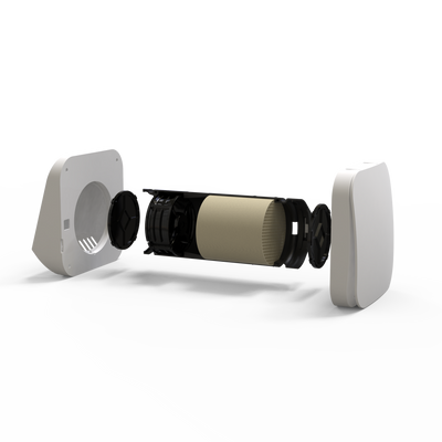 Recuperator de caldura BSK, Zephyr Mini, ceramic, flux alternativ, 4 moduri functionare, 2 filtre G3, lungime tub 250-500mm, Ø94, gura de montare Ø110 - OVIX - Găsești soluții de încălzire, răcire și ventilare, toate integrate și controlabile dintr-o singură platformă.