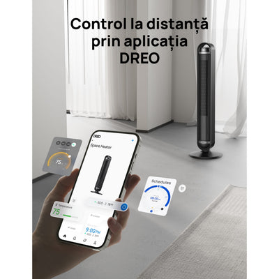 Ventilator Turn Smart DREO Cruiser DR-HTF011S, 9 viteze, 4 functii,106cm, HyperSilent 25dB ,oscilatie 90°, negru - OVIX - Găsești soluții de încălzire, răcire și ventilare, toate integrate și controlabile dintr-o singură platformă.
