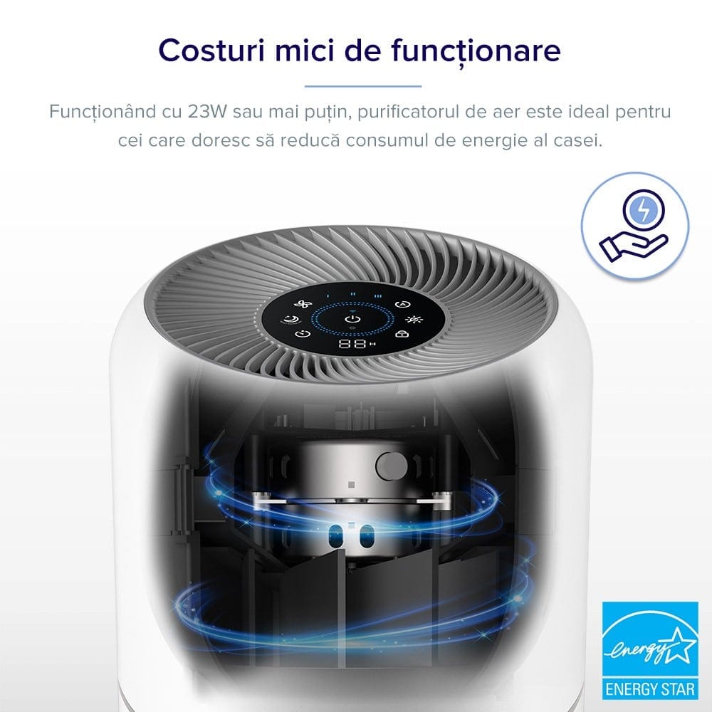 Purificator de aer Smart Levoit Core 300S Wi-Fi, Filtru 3 in 1 True HEPA, Carbon Activ, Senzor Calitate Aer, Mod Auto, Alexa, Google Home, Panou Comanda Touch Screen, Control Remote, Alb - OVIX - Găsești soluții de încălzire, răcire și ventilare, toate integrate și controlabile dintr-o singură platformă.
