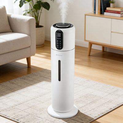 Umidificator Evoair STEAMIX8500 Smart, Wifi, Rezervor 8.5L, Capacitate de umidificare 300ml/h, Senzor umiditate, Mod Auto, Autonomie 28 ore, Lampă UVA, Aromaterapie, Indicator umiditate și temperatură, Telecomandă, Alb - OVIX - Găsești soluții de încălzire, răcire și ventilare, toate integrate și controlabile dintr-o singură platformă.