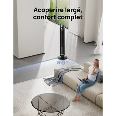 Ventilator Turn Smart DREO Cruiser DR-HTF011S, 9 viteze, 4 functii,106cm, HyperSilent 25dB ,oscilatie 90°, negru - OVIX - Găsești soluții de încălzire, răcire și ventilare, toate integrate și controlabile dintr-o singură platformă.