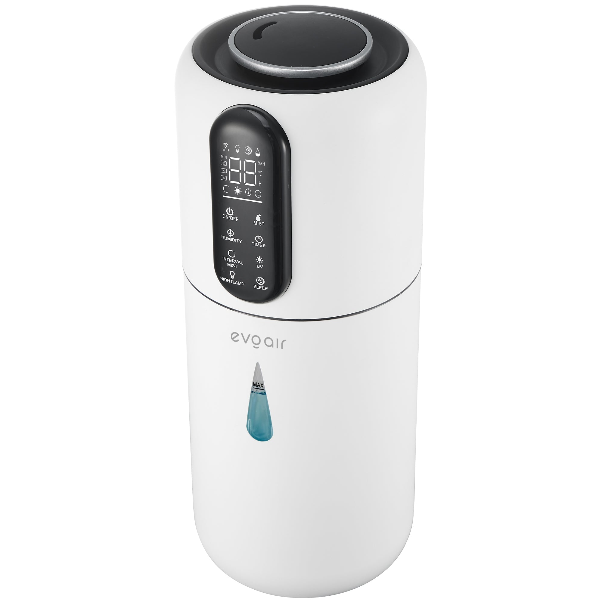 Umidificator Evoair STEAMIX3800 Smart, Wifi, Rezervor 3.8L, Capacitate de umidificare 300ml/h, Senzor umiditate, Mod Auto, Autonomie 13 ore, Lampă UVA, Aromaterapie, Indicator umiditate și temperatură, Telecomandă, Alb - OVIX - Găsești soluții de încălzire, răcire și ventilare, toate integrate și controlabile dintr-o singură platformă.