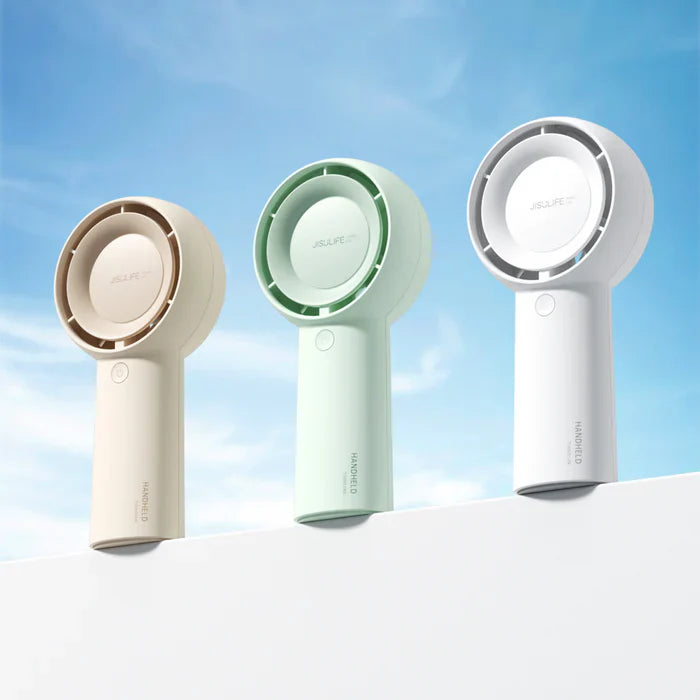 Ventilator portabil de mână JISULIFE, Life5 Plus, autonomie 3-15h, baterie 4000mAh, 5 viteze, încărcare rapidă, Bej
