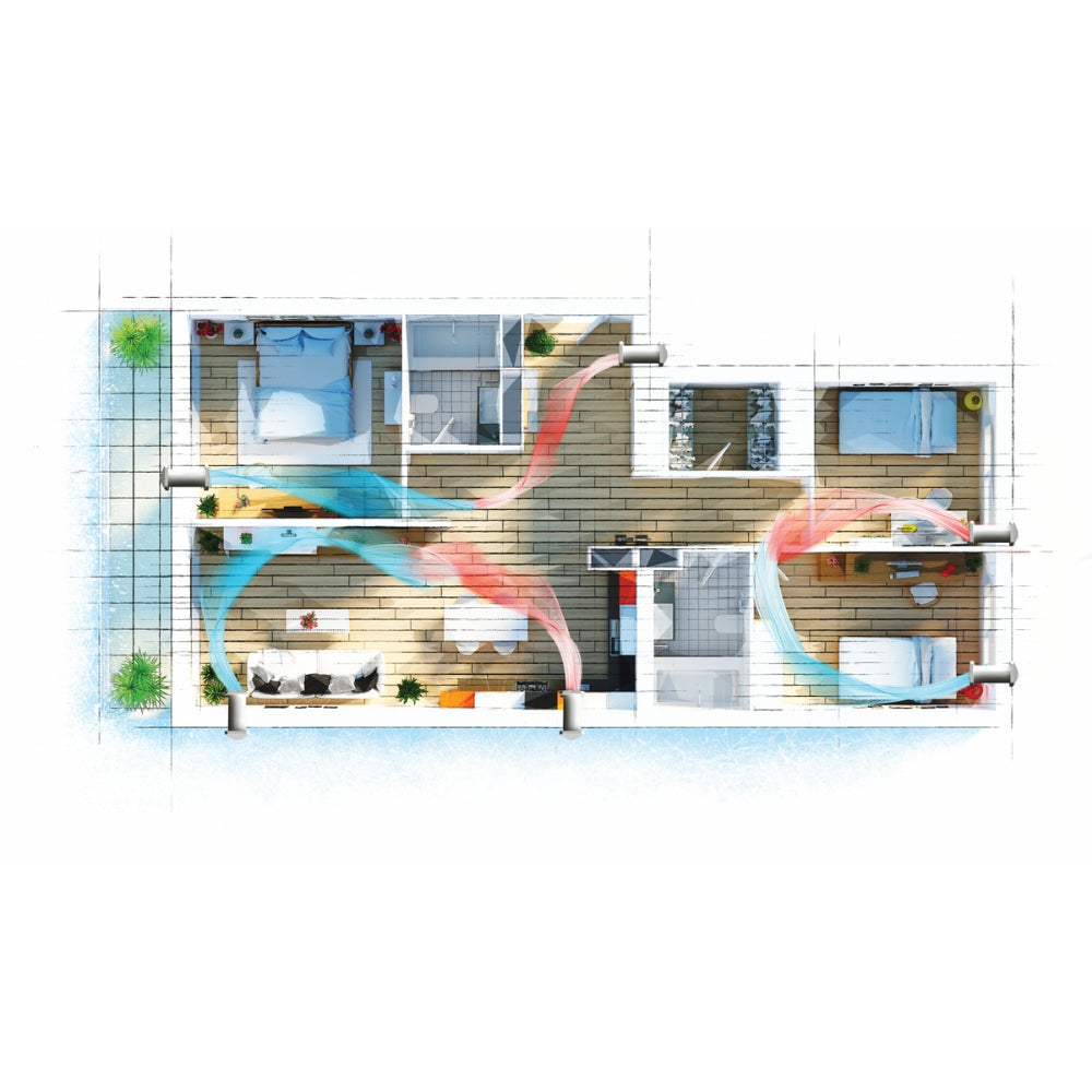 BSK ZEPHYR Sistem de ventilație cu recuperare de căldură și flux alternativ, control Wi-Fi, senzori de temperatura & umiditate si telecomanda - vTUB700 - OVIX - Găsești soluții de încălzire, răcire și ventilare, toate integrate și controlabile dintr-o singură platformă.