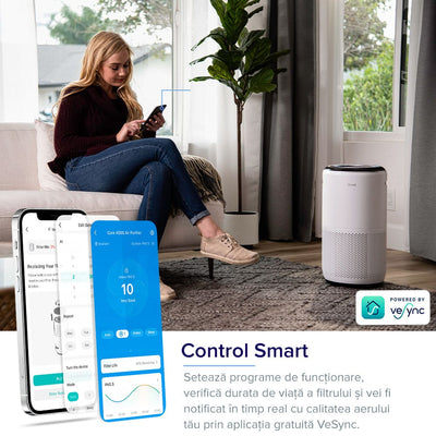 Purificator de aer Smart Levoit Core 400S Wi-Fi, Filtru 3 in 1 True HEPA, Carbon Activ, Senzor Calitate Aer, Mod Auto, Alexa, Google Home, Panou Comanda Touch Screen, Control Remote, Alb - OVIX - Găsești soluții de încălzire, răcire și ventilare, toate integrate și controlabile dintr-o singură platformă.