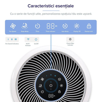 Purificator de aer Smart Levoit Core 300S Wi-Fi, Filtru 3 in 1 True HEPA, Carbon Activ, Senzor Calitate Aer, Mod Auto, Alexa, Google Home, Panou Comanda Touch Screen, Control Remote, Alb - OVIX - Găsești soluții de încălzire, răcire și ventilare, toate integrate și controlabile dintr-o singură platformă.