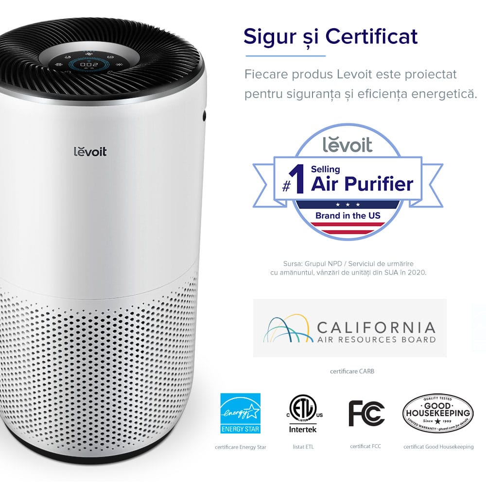 Purificator de aer Smart Levoit Core 400S Wi-Fi, Filtru 3 in 1 True HEPA, Carbon Activ, Senzor Calitate Aer, Mod Auto, Alexa, Google Home, Panou Comanda Touch Screen, Control Remote, Alb - OVIX - Găsești soluții de încălzire, răcire și ventilare, toate integrate și controlabile dintr-o singură platformă.