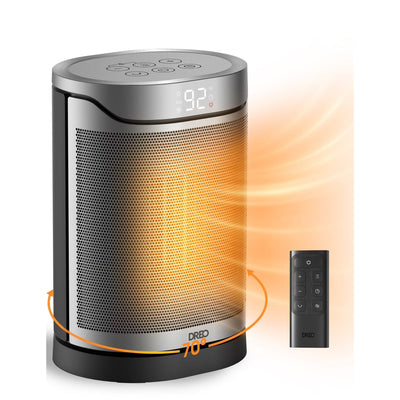 Aeroterma Dreo Atom 318, 1500W, Heater Ceramica, Termostat, Eco Mode, Funcție Ventilator, Oscilatie 70°, Timer 12h, Silentios, Display LED, Telecomanda, Negru&Argintiu - OVIX - Găsești soluții de încălzire, răcire și ventilare, toate integrate și controlabile dintr-o singură platformă.