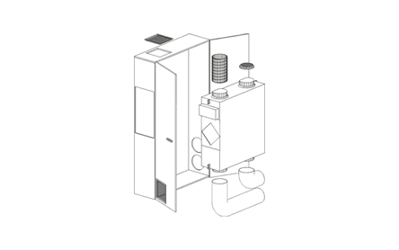 Helty Flow M1000 Steel – montaj perete, tip dulap lemn (1000 m³/h)