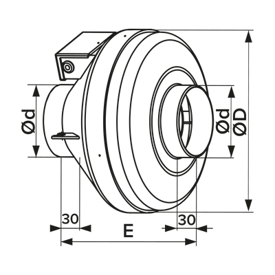 Ventilator centrifugal de tubulatura CYCLONE-100, Debit 265mc/h, Diametru Ø100mm - OVIX - Găsești soluții de încălzire, răcire și ventilare, toate integrate și controlabile dintr-o singură platformă.