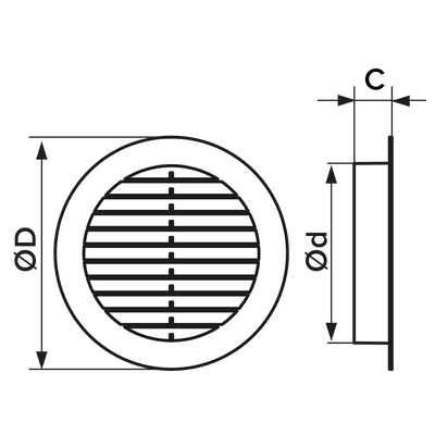 Grila ventilatie rotunda Ø100mm, exterior Ø130mm, ASA plastic Brown - OVIX - Găsești soluții de încălzire, răcire și ventilare, toate integrate și controlabile dintr-o singură platformă.