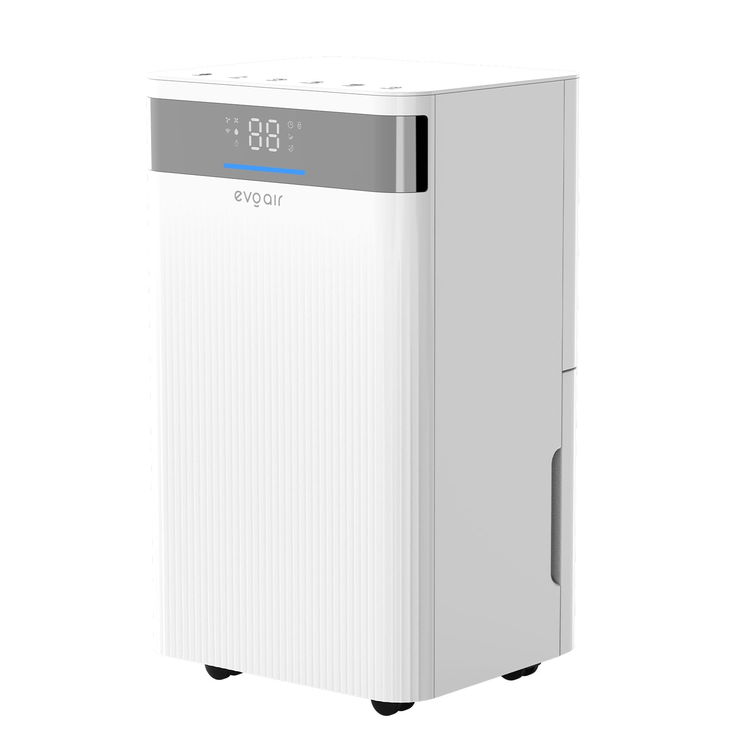 Dezumidificator Evoair ComfoDry12, 12l/24h, Silentios, Senzor de Umiditate, Uscare Rufe, Mod Noapte, Lumină Ambientală, Drenaj Continuu, Alb