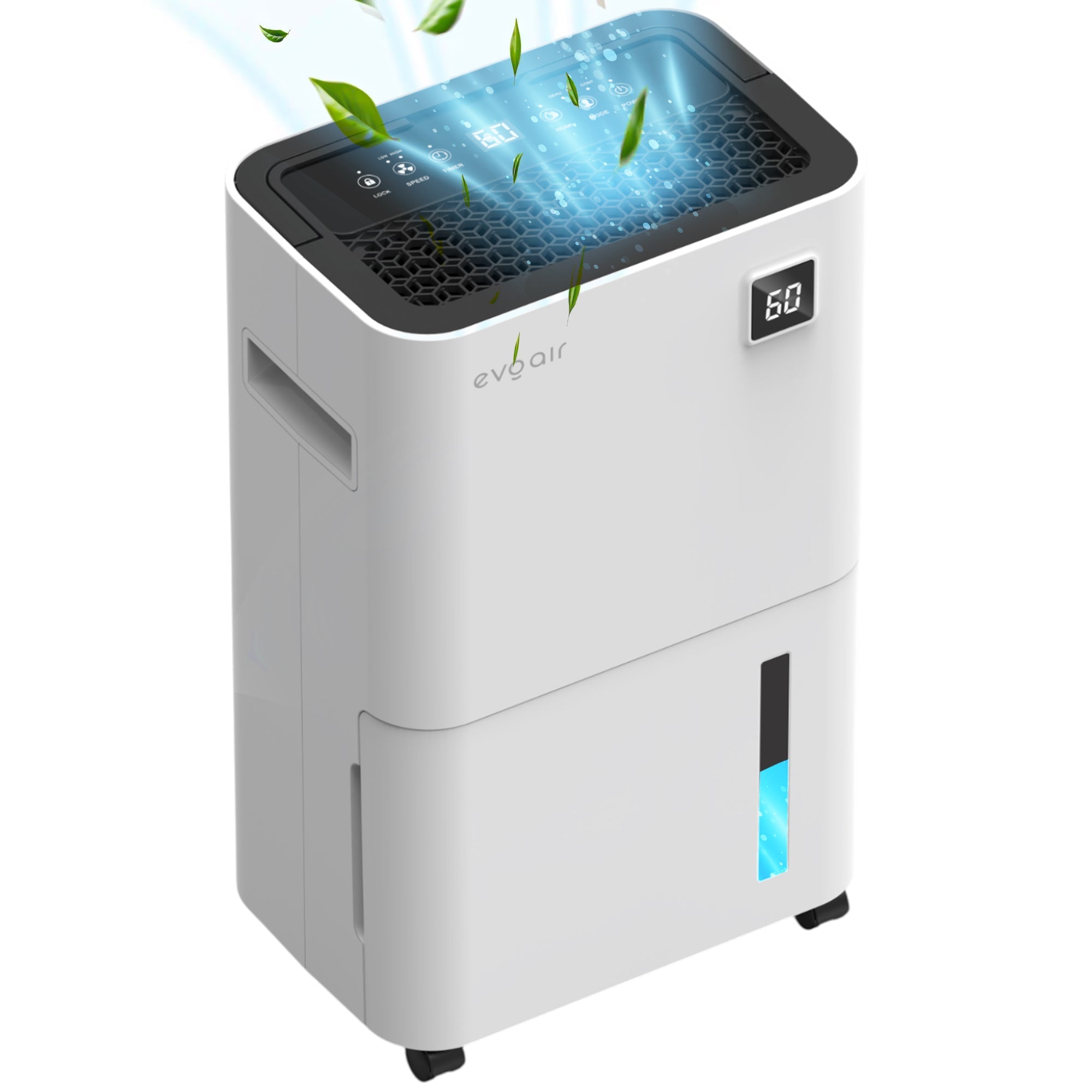 Dezumidificator Evoair, OptiDry 16, 16l/24h, Senzor de Umiditate, Functie Memorie, Uscare Rufe, Rezervor 2l, Display digital, Alb