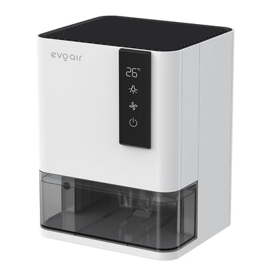 Dezumidificator Evoair HIDRY, 700ml/24h, Senzor de Umiditate/Temperatura, Lumina ambientala in 7 culori, Rezervor 1l, 2 viteze, Functie Auto Dezghetare, Alb - OVIX - Găsești soluții de încălzire, răcire și ventilare, toate integrate și controlabile dintr-o singură platformă.