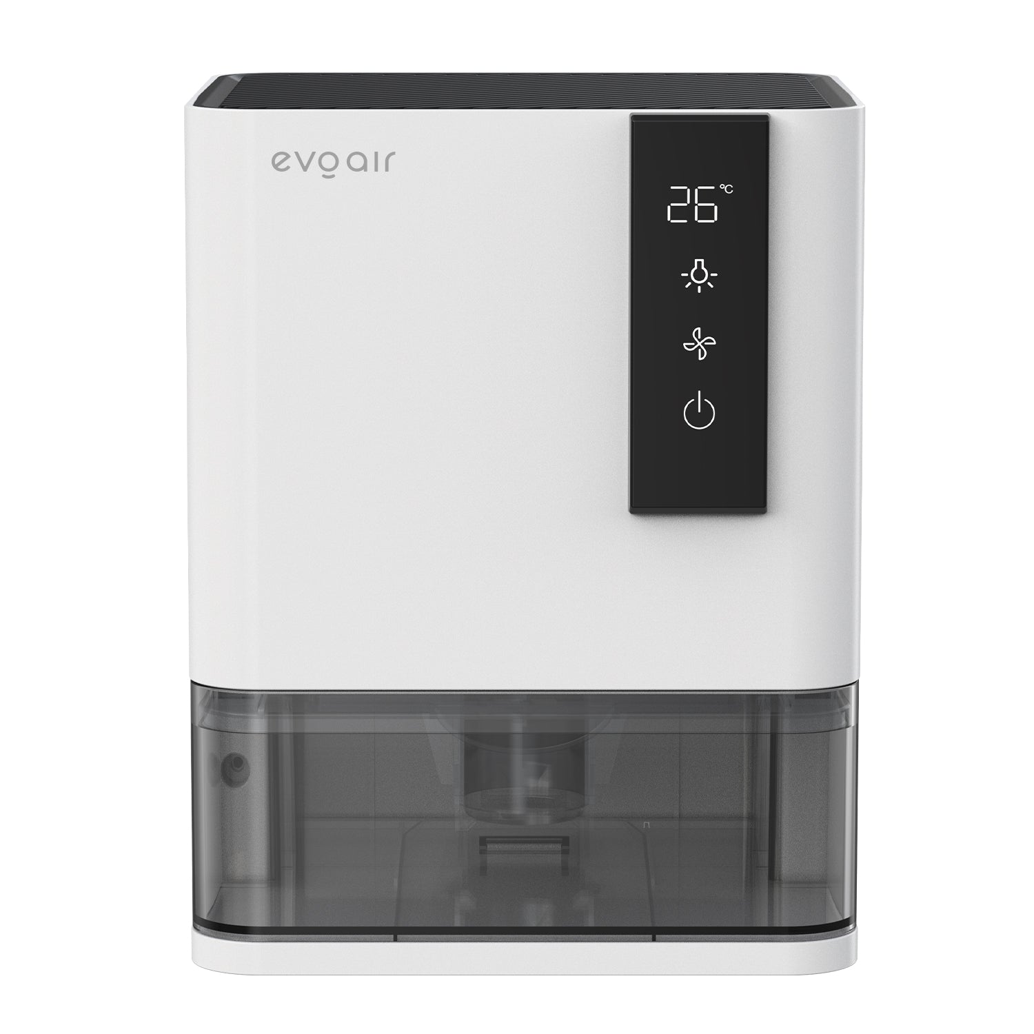 Dezumidificator Evoair HIDRY, 700ml/24h, Senzor de Umiditate/Temperatura, Lumina ambientala in 7 culori, Rezervor 1l, 2 viteze, Functie Auto Dezghetare, Alb