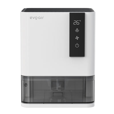 Dezumidificator Evoair HIDRY, 700ml/24h, Senzor de Umiditate/Temperatura, Lumina ambientala in 7 culori, Rezervor 1l, 2 viteze, Functie Auto Dezghetare, Alb - OVIX - Găsești soluții de încălzire, răcire și ventilare, toate integrate și controlabile dintr-o singură platformă.