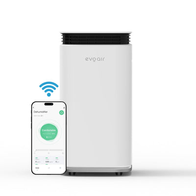 Dezumidificator Evoair, FlexiDry 16 Smart, 16l/24h, Senzor de Umiditate, Functie Ionizare, Uscare Rufe, Rezervor 2.2l, Alb - OVIX - Găsești soluții de încălzire, răcire și ventilare, toate integrate și controlabile dintr-o singură platformă.