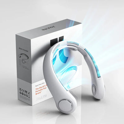 Ventilator portabil de gât JISULIFE Life4, autonomie 2.5-16.5h, baterie 5000mAh, 3 viteze, încărcare rapidă, Gri - OVIX - Găsești soluții de încălzire, răcire și ventilare, toate integrate și controlabile dintr-o singură platformă.