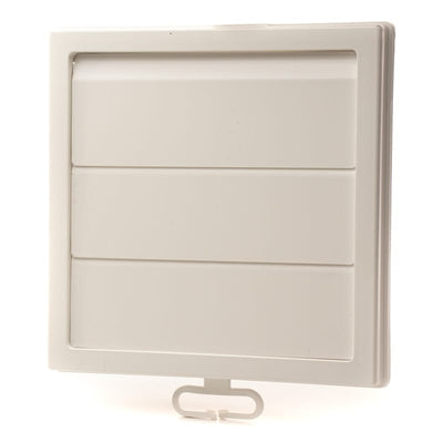 Grila ventilatie Ø125mm patrata cu jaluzele gravitationale, exterior 150x150, ASA plastic Alb - OVIX - Găsești soluții de încălzire, răcire și ventilare, toate integrate și controlabile dintr-o singură platformă.