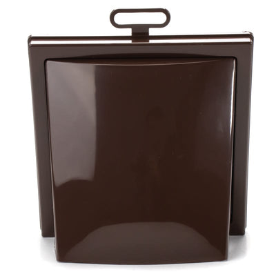 Grila ventilatie Ø100mm patrata cu clapeta antiretur, exterior 150x150, ASA plastic Brown - OVIX - Găsești soluții de încălzire, răcire și ventilare, toate integrate și controlabile dintr-o singură platformă.