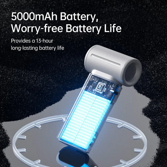 Ventilator portabil de mână JISULIFE, Life9, autonomie 3.5-18h, baterie 5000mAh, 5 viteze, încărcare rapidă, Roz