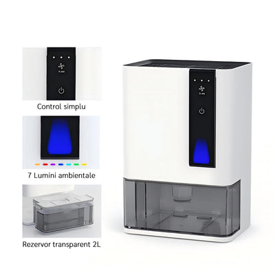 Dezumidificator Evoair HIDRY PLUS, 900ml/24h, Lumina ambientala in 7 culori, Rezervor 1.9l, 3 Viteze, Functie Auto Dezghetare, Alb - OVIX - Găsești soluții de încălzire, răcire și ventilare, toate integrate și controlabile dintr-o singură platformă.